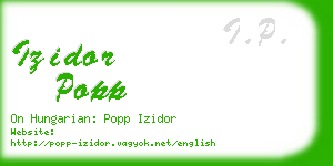 izidor popp business card